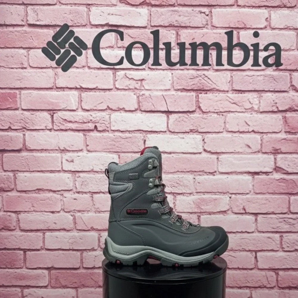 🔥Columbia🩷🩶 Titanium OutDry Waterproof Winter Boots‎ Grey Pink 600g Omni-Heat